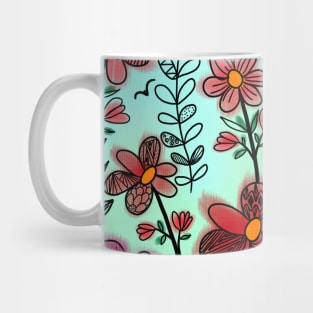 DOODLE FLOWERS & LEAVES WATERCOLOR Mug